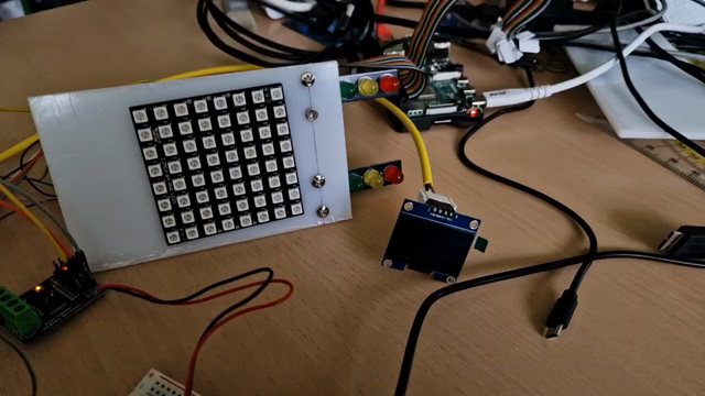 Video showing lamps, I2C OLED display and 8x8 LED matrix working